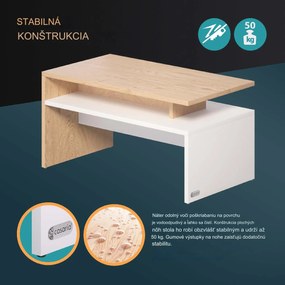 InternetovaZahrada Konferenčný stolík Sacramento 92x50x47 cm - biely/dub