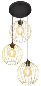 Luster na lanku MERCURE 3xE27/15W/230V zlatá/čierna