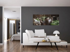 Obraz - Kanvička s rozmarínom (120x50 cm)