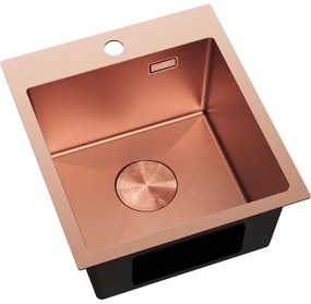 Mexen Solix, 1-komorový nerezový drez 400 x 450 mm, brúsená meď, vzor voština, 6401401000-65HC