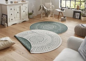 NORTHRUGS - Hanse Home koberce Kusový koberec Twin-Wendeteppiche 103103 creme grün – na von aj na doma - 100x100 (priemer) kruh cm