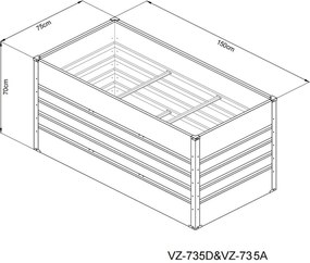 Vyvýšený záhradný záhon BestBerg VZ-735A / 735 l / 150 x 70 x 70 cm / šedá