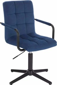 LuxuryForm DESIGN Otočná stolička VERONA BLACK VELUR na čiernom kríži - modrá