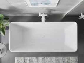 Mexen Velo Slim, voľne stojaca vaňa 170 × 75 cm, biela lesklá, biely prepad, 52811707500-20