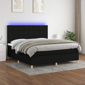 Posteľ boxsping s matracom a LED čierna 180x200 cm látka 3135455