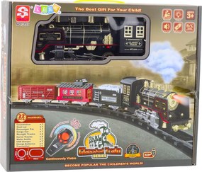 LEAN Toys Vláčik na diaľkové ovládanie RC lokomotíva svetlá zvuky dym 22 ks