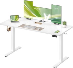 VASAGLE elektrický výškovo nastaviteľný písací stôl, 140 x 60 cm, biely