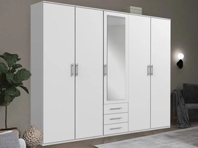 Šatníková skriňa Ben, 225 cm, biela