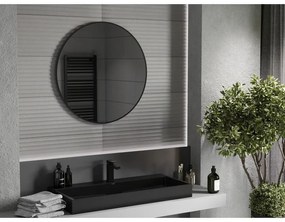 Mexen Loft, okrúhle kúpeľňové zrkadlo 80 cm, farba rámu čierna matná, 9850-080-080-000-70