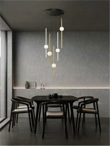 Nova Luce závesné svietidlo Acrobat čierna a zlatá Led 67W 3000K stmievateľné