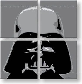 Ručne maľovaný POP Art obraz STAR WARS 4 dielny  sw