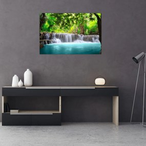 Obraz - Vodopád, tyrkysový (90x60 cm)