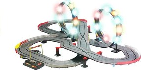 LEAN Toys Závodná dráha 2, autíčka Slot Cars v mierke 1:43, slučka s lampami