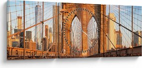 Obraz - Brooklynský most (s hodinami) (90x30 cm)