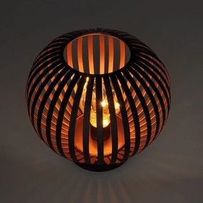 SOLIGHT Kovový okrúhly lampáš so žiarovkou micro LED, teplá biela, medená, 3xAA, 19cm