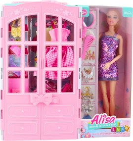 LEAN Toys Sada bábika so šatníkom oblečenie a módne doplnky pre dievčatá