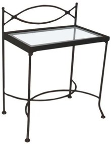 IRON-ART Nočný stolík THOLEN - so sklenenou doskou, kov + sklo
