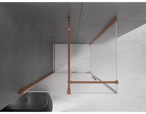 Mexen Velar, sprchový kút s posuvnými dverami 140 x 90 cm, 8mm sklo námraza, ružové zlato, 871-140-090-31-55