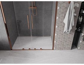 Mexen Velar Duo, posuvné dvere do otvoru 150x200 cm, 8mm číre sklo, ružové zlato, 871-150-000-02-60