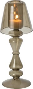 malý vintage svícen z olivového skla – 10,2*10,2*26,2 cm