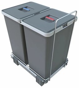 Vstavaný kôš na triedený odpad s rámom 24 + 24 l, sivá