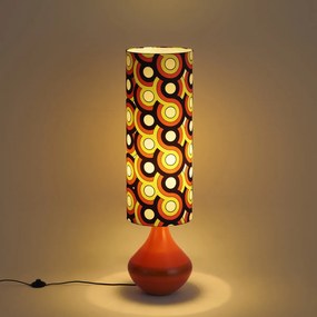 Retro stojaca lampa oranžová s látkovým tienidlom viacfarebná - Mina