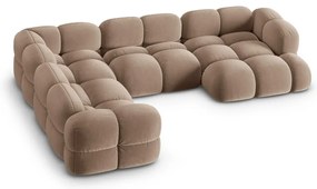 Hnedá zamatová rohová pohovka (ľavý roh/do tvaru "U") Loretto – Cosmopolitan Design