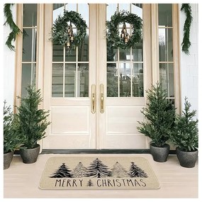 Vianočná rohožka BLACK FOREST 60x90 cm, béžová