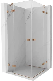 Mexen Lunar Duo, výklopný sprchový kút 70 x 70 cm, 8mm číre sklo, profil medená matná, 834-070L-070P-65-00