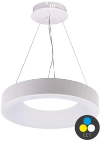 T-LED Biele závesné LED svietidlo guľaté 380mm 32W CCT 105543