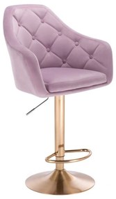 LuxuryForm Barová stolička ANDORA VELUR na zlatom tanieri - fialová