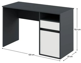 PC stolík Bolegy (grafit + biela) . Vlastná spoľahlivá doprava až k Vám domov. 1116254