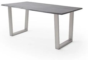 Jedálenský stôl Calabria podnož trapez oceľ Rozmer: doska akácia sivá 3,5 cm 200 x 100