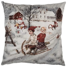 Obliečka na vankúš s deťmi na sánkach Christmas - 45*45 cm