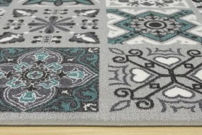 Protišmykový koberec/ behúň Patchwork tyrkysový