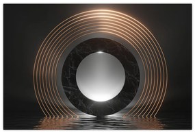 Obraz - Abstrakcia, mesiac nad vodou (90x60 cm)