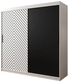 Skriňa Jodełka 200 biely/biely/čierna