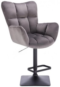LuxuryForm DESIGN Barové kreslo AURORA VELUR na čiernej hranatej podstave - tmavosivé