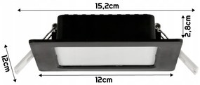 BERGE Štvorcový zapustený LED panel 6W - 660lm - 4000K - čierny