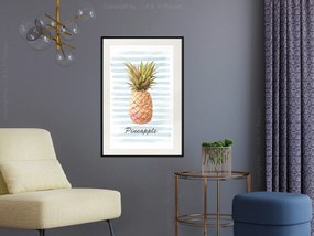 Artgeist Plagát - Pineapple and Stripes [Poster] Veľkosť: 40x60, Verzia: Čierny rám s passe-partout