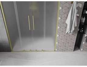 Mexen Velar Duo, posuvné sprchové dvere do otvoru 140 cm, 8mm sklo námraza, zlatá matná, 871-140-000-32-55