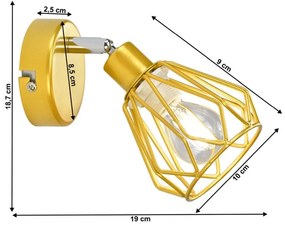 Kondela Nástenná lampa, zlatá/kov, OKIRA TYP 2