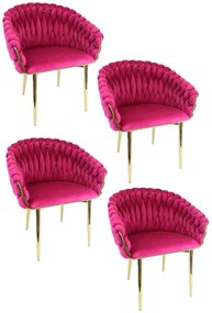 Ružové zamatové jedálenské stoličky LUX 4ks 83cm
