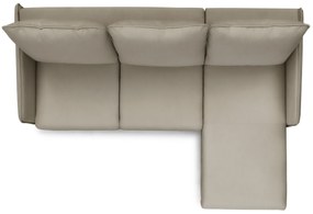 Rozkladacia rohová sedačka Taila Mini pravá - béžový zamat Velluto 3 / čierne nožičky