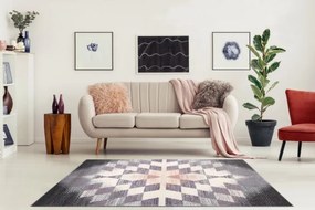 Koberec KAKE 25812757 Geometric Romby 3D fiolet/sivý/ružový