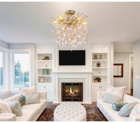 Globo 64138DG - Luster na tyči QUEENA 6xE14/40W/230V zlatá