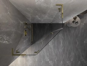 Mexen Lunar, L päťuholníkový sprchový kút naklápací doľava 100 x 100 cm, 8mm číre sklo, zlatý profil, 831L-100L-100P-50-00-L