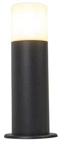 Stojaca vonkajšia lampa čierna s opálovým tienidlom bielym 30 cm IP44 - Odense
