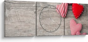 Obraz - Srdiečka (s hodinami) (90x30 cm)