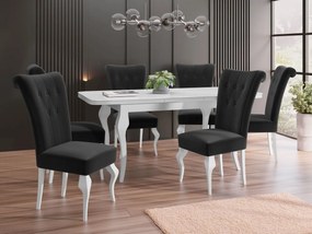 Rozkladací stôl Julia so 6 stoličkami ST63, Dostupné poťahy: Magic Velvet 2219, Farby: biela / biely lesk